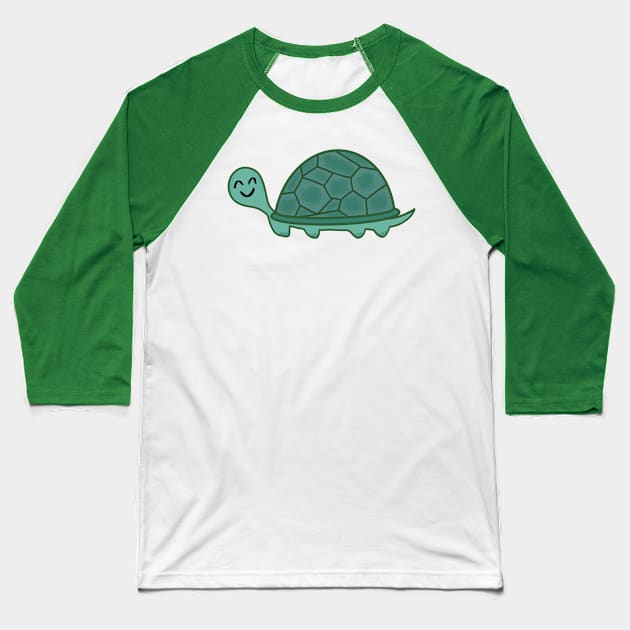 Cute Smiling Tortoise Turtle Baseball T-Shirt by Strong with Purpose